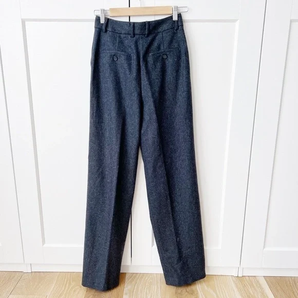 Theory Wool Blend Rumi Gray Pleat Front Wide Leg Trouser Pants sz.00 NWT